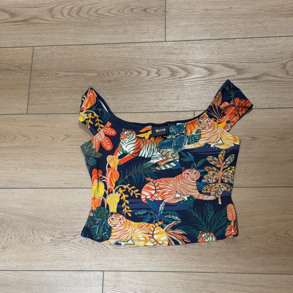 Maeve by Anthropologie Multicolor Tropical Print Crop Top